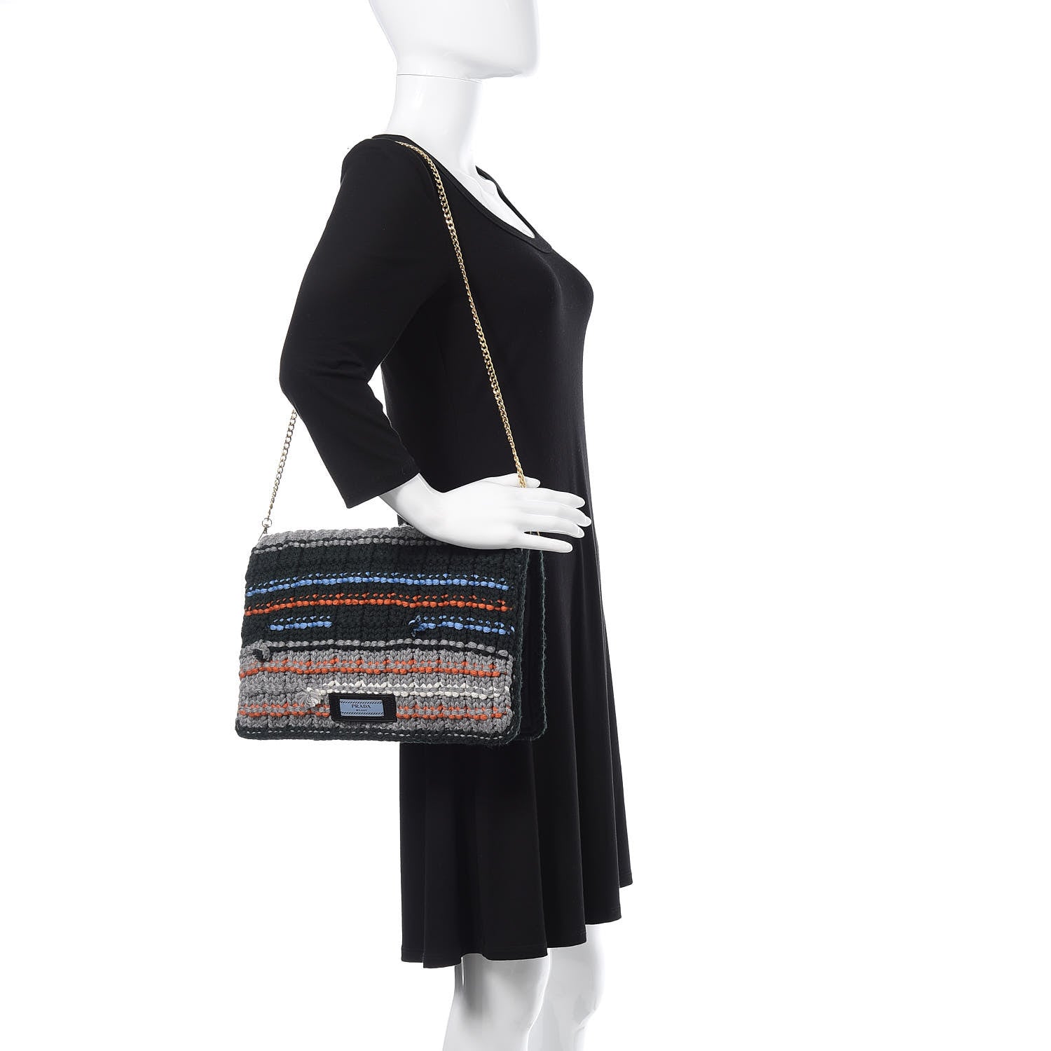 Prada Tweed Maglia Flap Bag Smeraldo 2 of 9