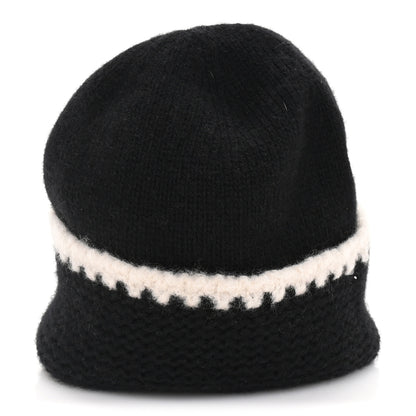 Chanel Cashmere CC Logo Beanie Hat Black 2 of 6
