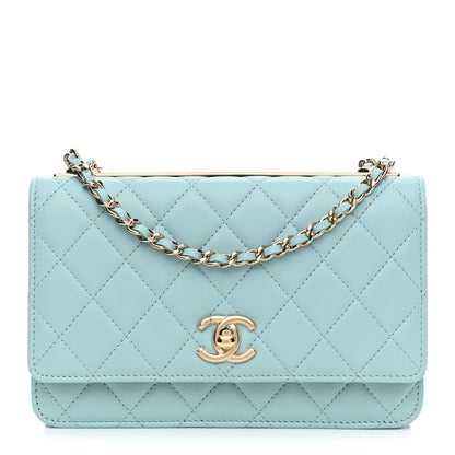 Chanel Lambskin Quilted Trendy CC Wallet On Chain WOC Light Blue 1 of 9