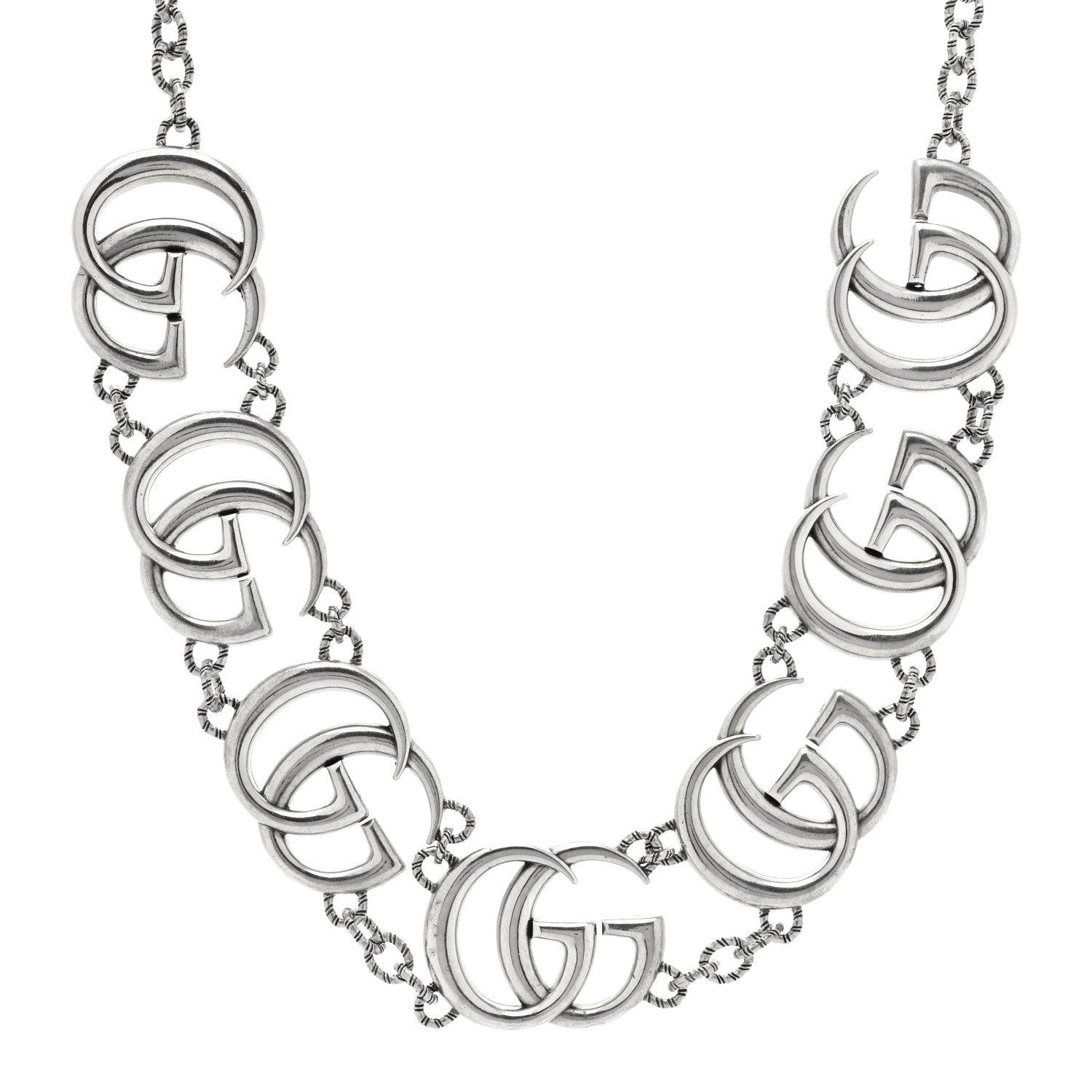 Gucci Sterling Silver Double G Marmont Statement Necklace 1 of 6