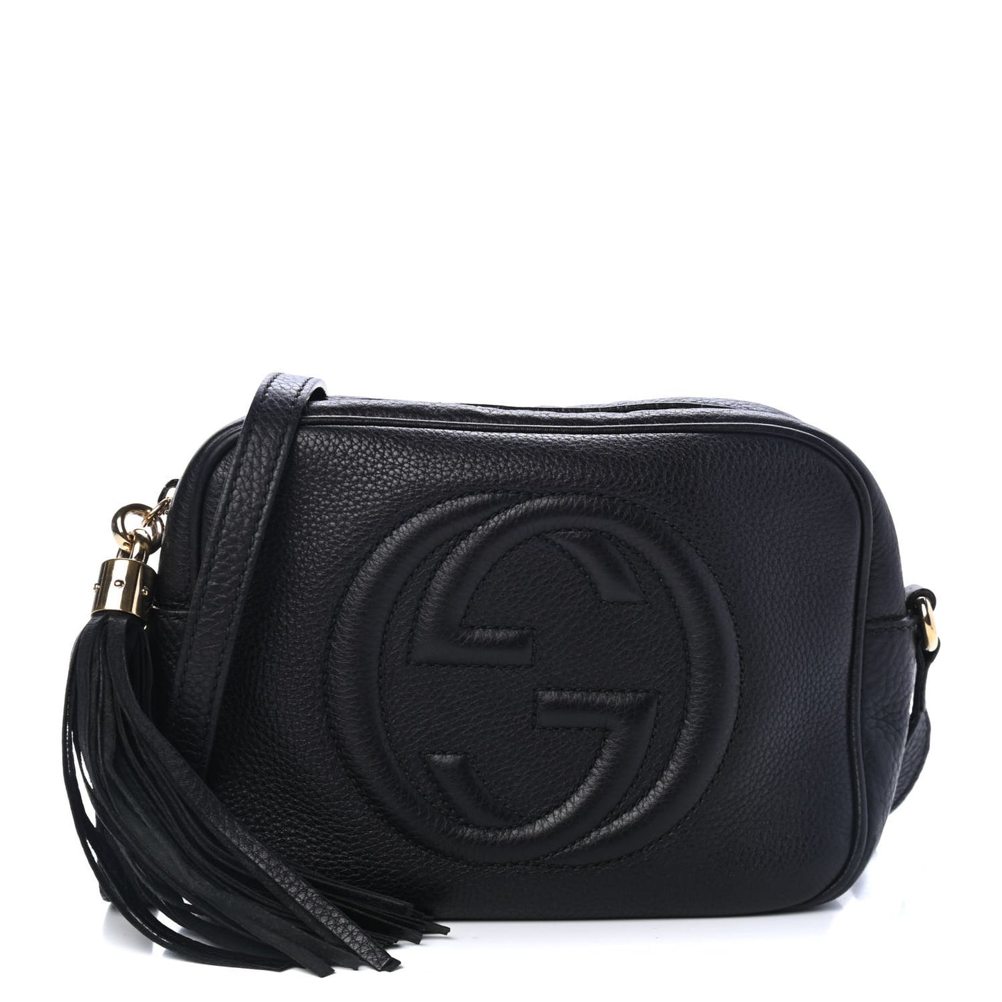 Pebbled Calfskin Small Soho Disco Bag Black
