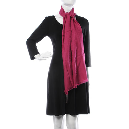 Gucci Wool Silk Monogram Scarf Fuchsia 2 of 5