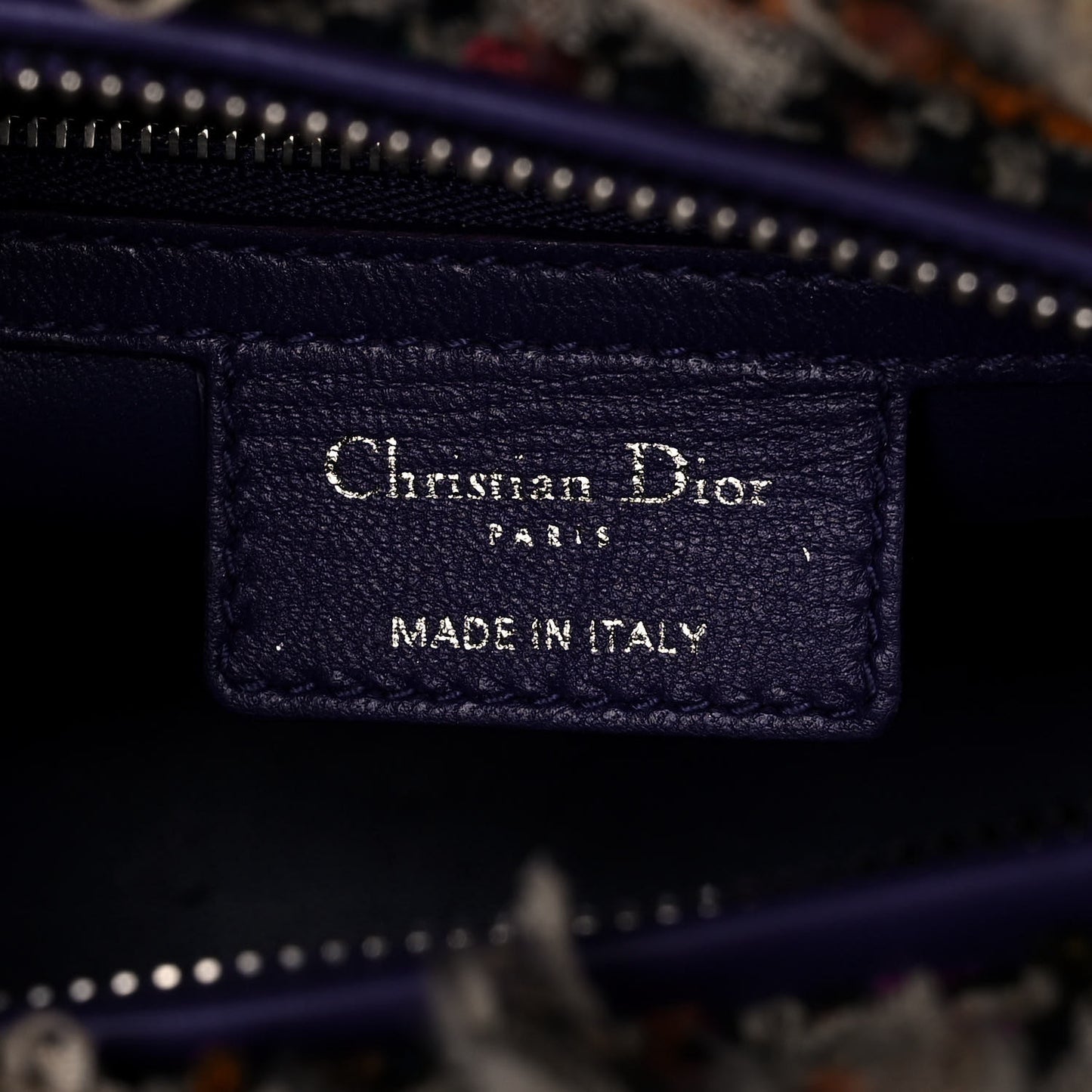 Tweed Fringe Medium Lady Dior Purple