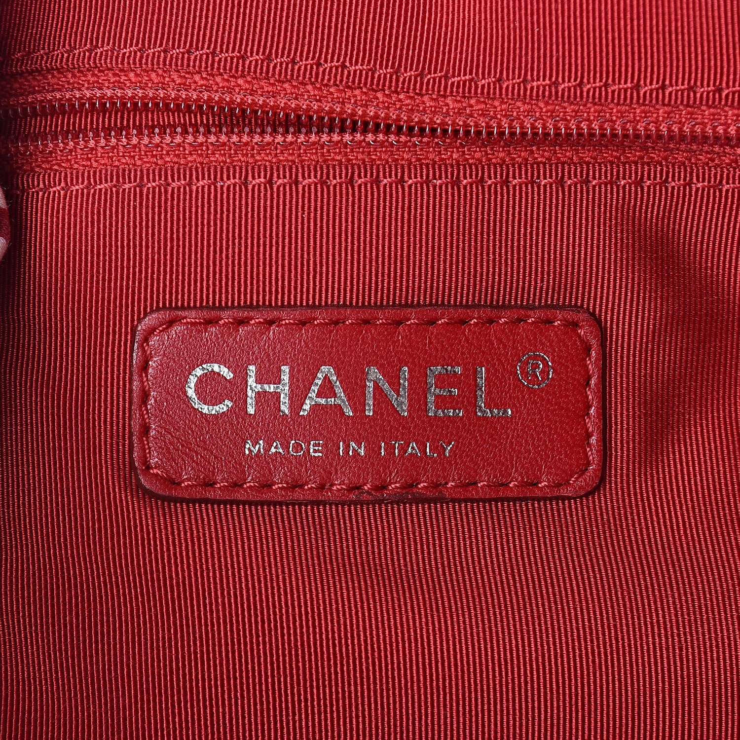 Chanel Striped Canvas Logo Tote Red 6 of 10
