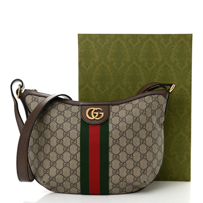 Gucci GG Supreme Monogram Web Small Ophidia Half Moon Hobo Brown 15 of 15