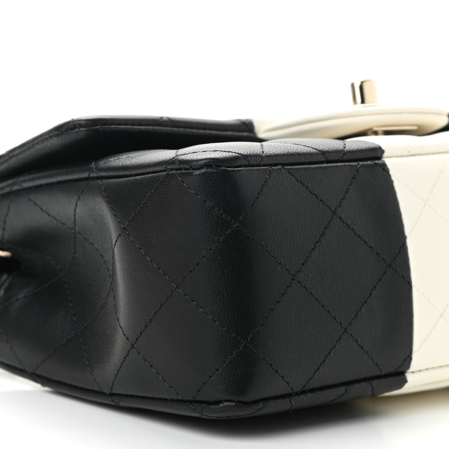 Lambskin Quilted Mini Rectangular Flap Black White