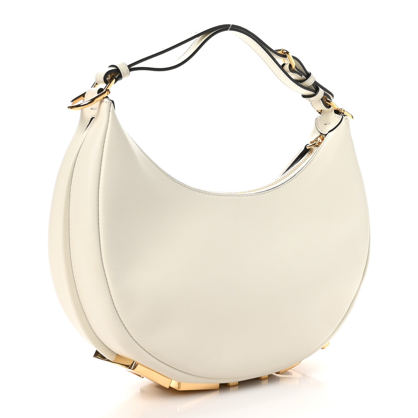 Vitello Grace Matte Small Fendigraphy Hobo Bag White Ice
