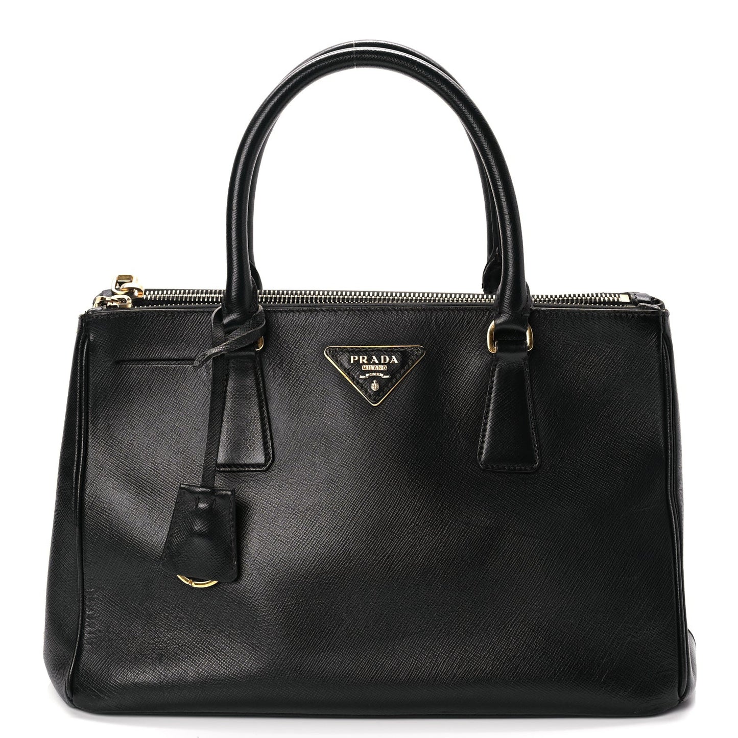 Saffiano Small Galleria Double Zip Tote Black