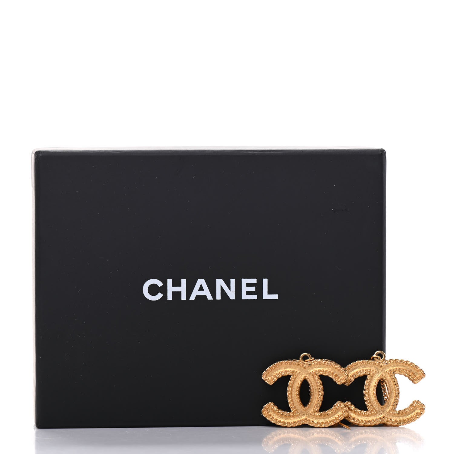 Chanel CC Drop Earrings Matte Gold 5 of 5