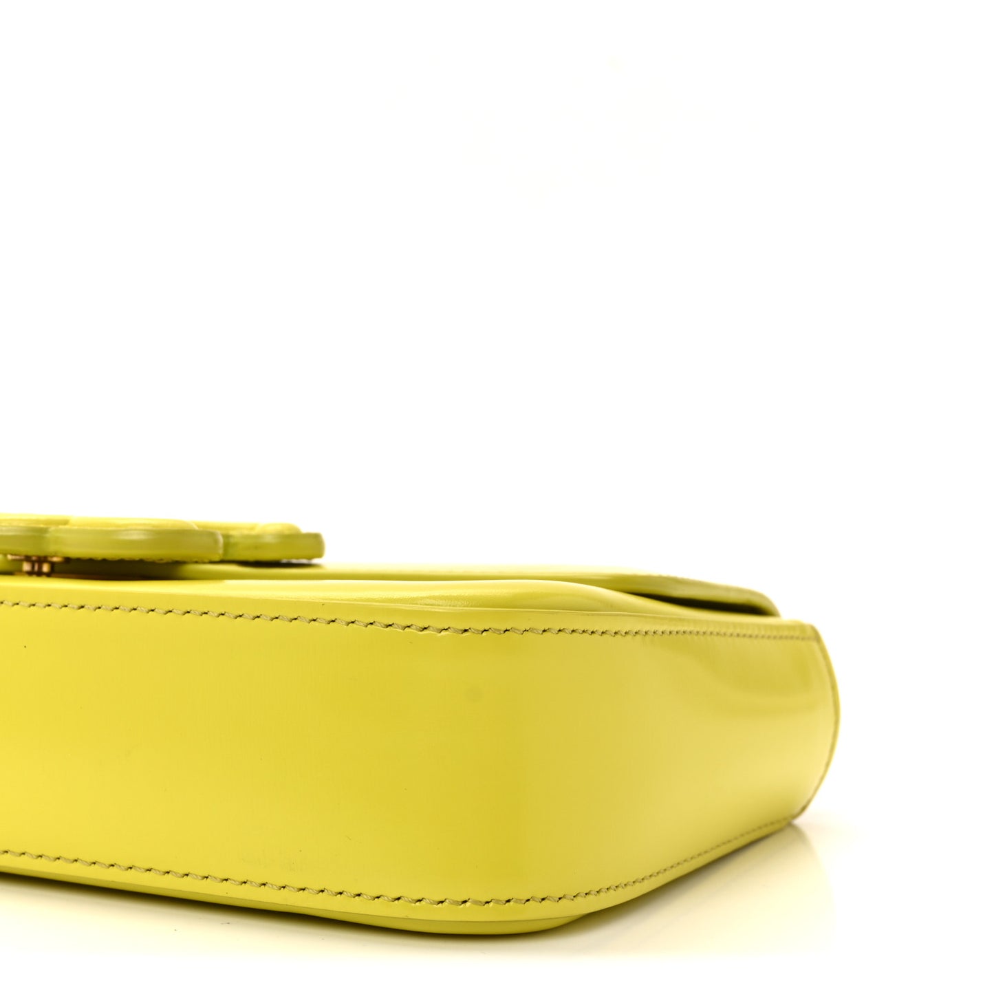 Shiny Calfskin Cuir Triomphe Chain Shoulder Bag Anis