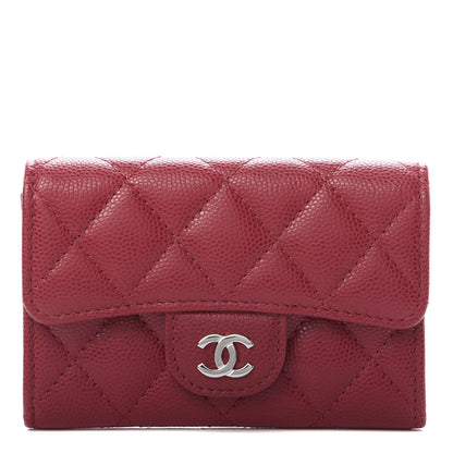 Chanel Caviar Quilted Flap Card Holder Wallet Red 1 of 9