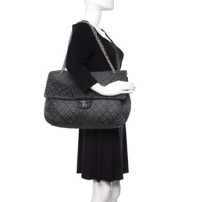 Chanel Denim Quilted Medium Denimpression XXL Flap Grey Black 3 of 11