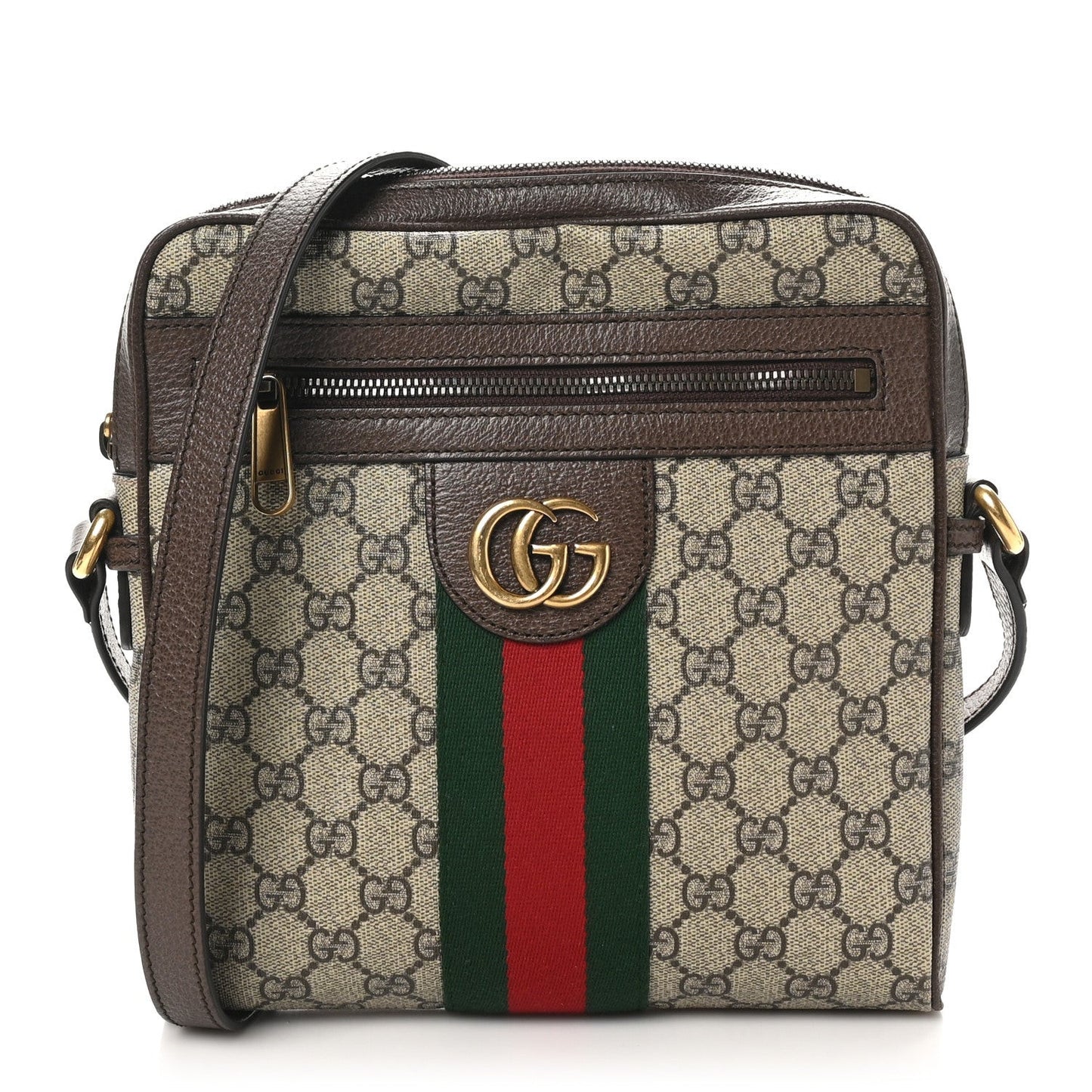 GG Supreme Monogram Web Small Ophidia Messenger Bag Brown