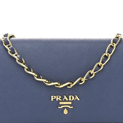 Prada Saffiano Metal Oro Chain Wallet Bleuette 9 of 11