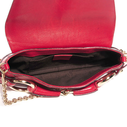 Gucci Calfskin Small Horsebit Chain Clutch Red 7 of 7