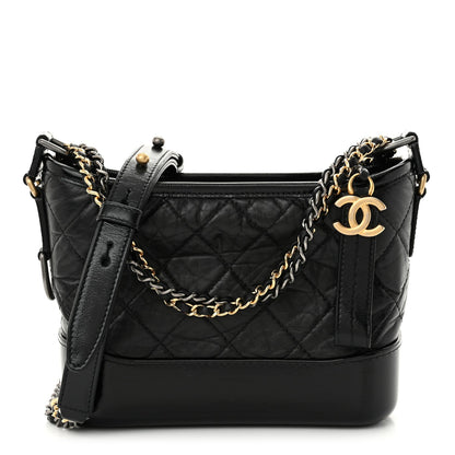 Chanel Aged Calfskin Quilted Small Gabrielle Hobo Black 1 of 7