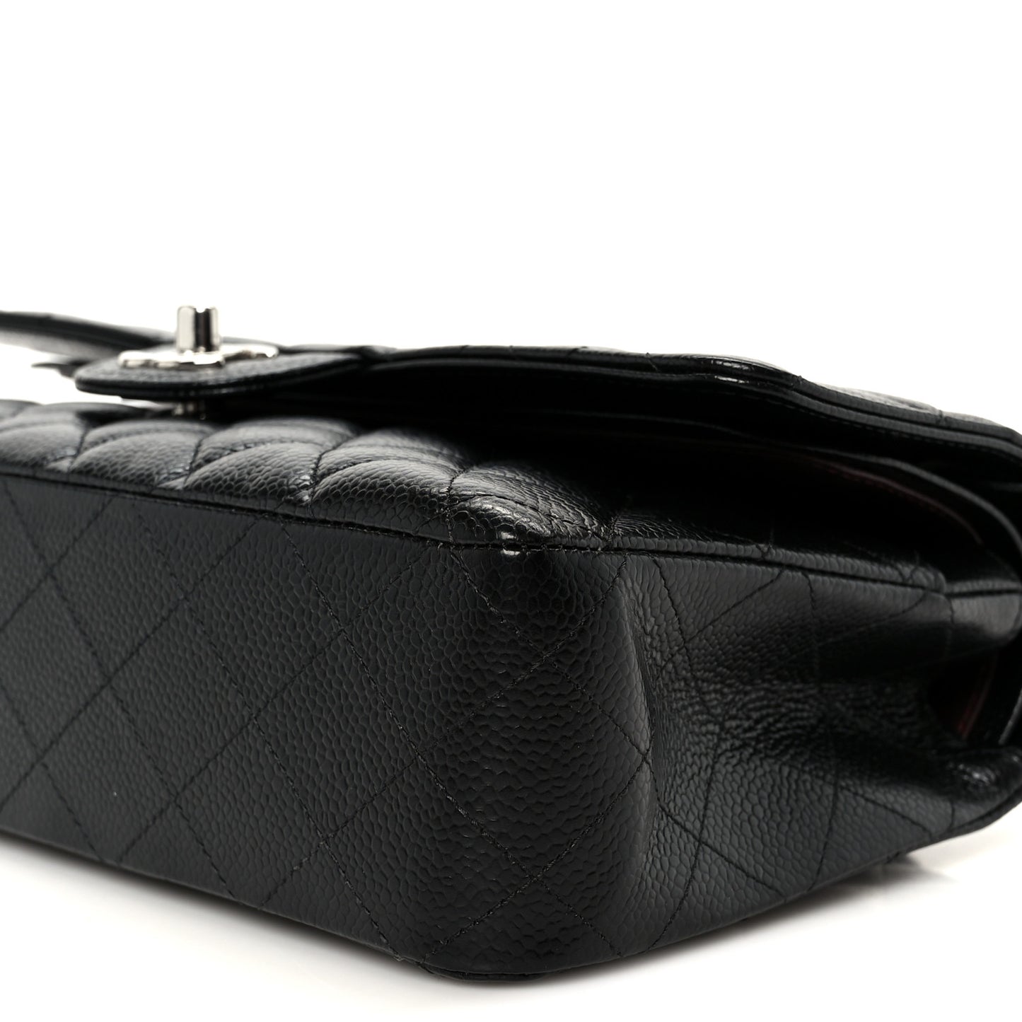Caviar Quilted Medium Double Flap Black