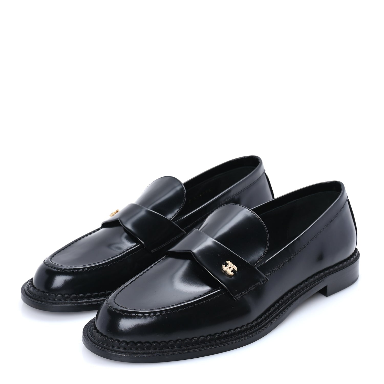 Chanel Shiny Calfskin CC Loafers 42  Black 2 of 7