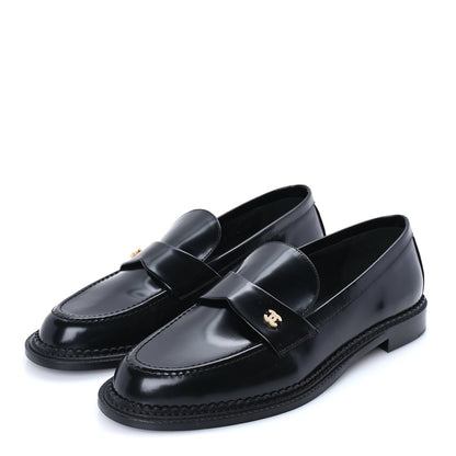 Chanel Shiny Calfskin CC Loafers 42  Black 2 of 7