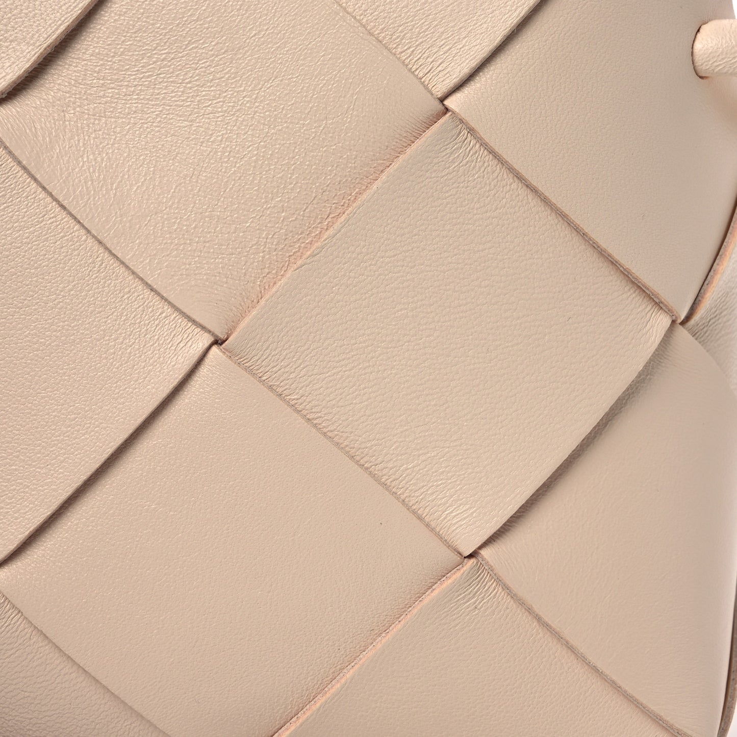 Lambskin Maxi Intrecciato Mini Cassette Camera Bag Macaroon