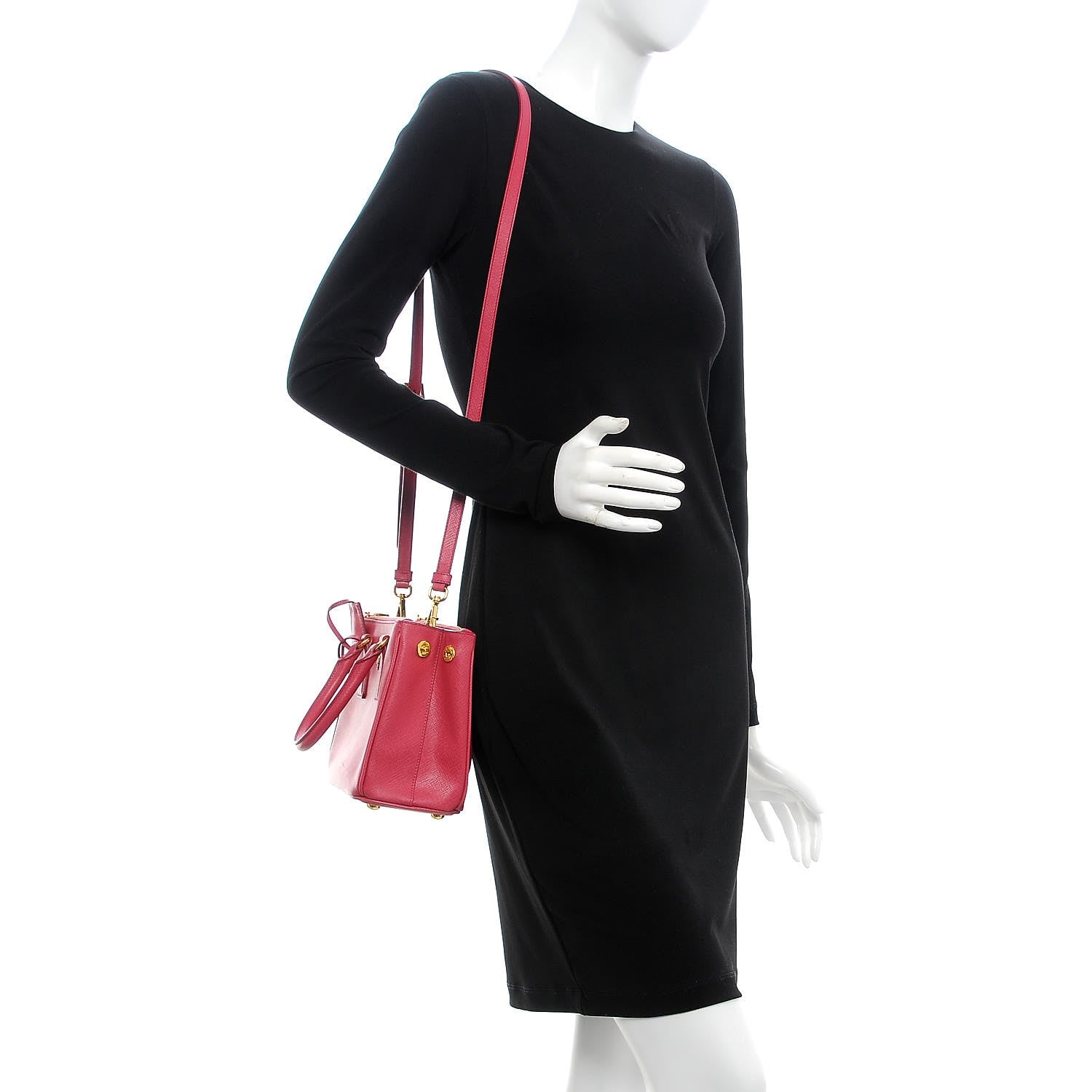 Prada Saffiano Mini Galleria Double Zip Tote Peonia 2 of 10