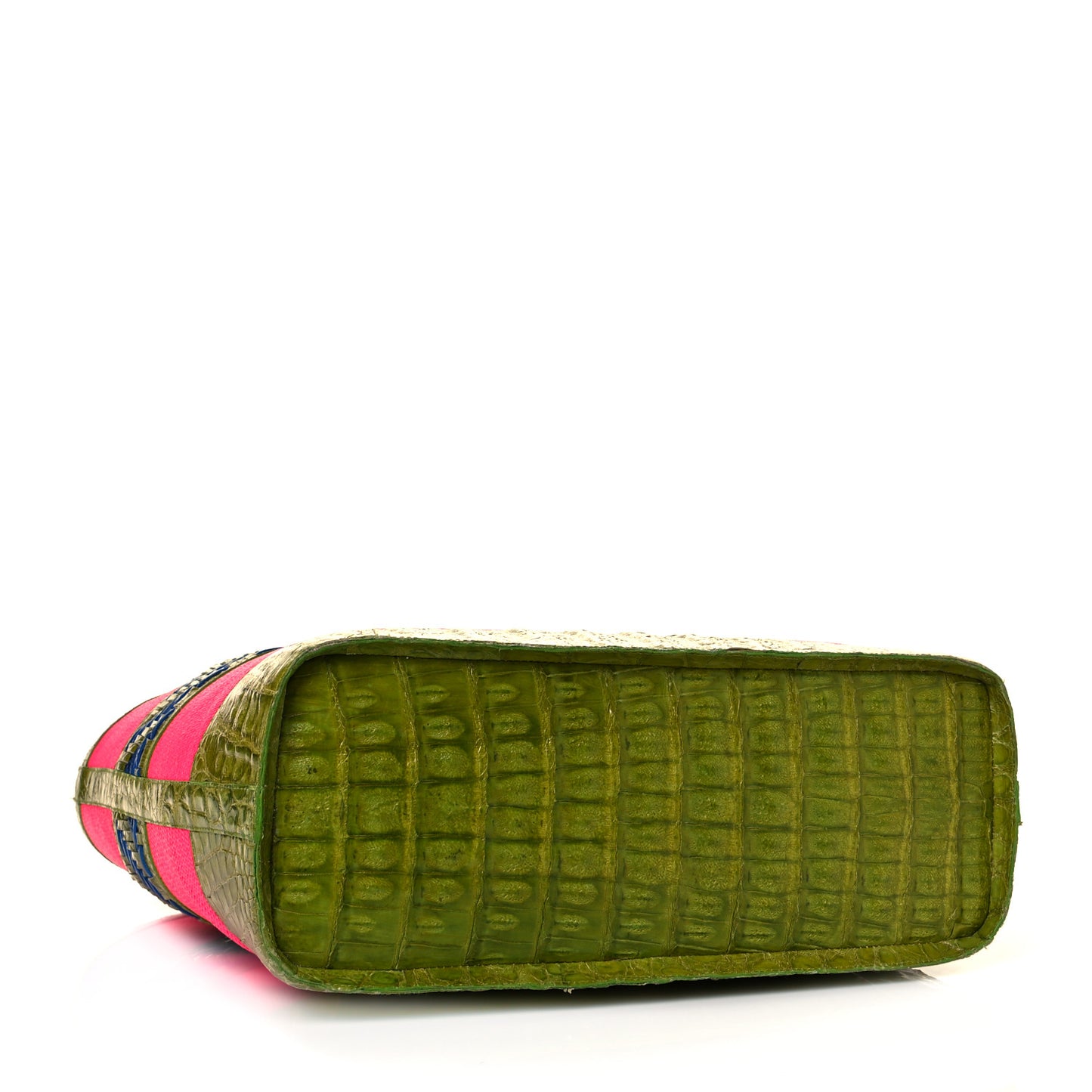 Crocodile Canvas Woven Tote Pink Green Blue