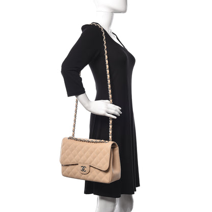 Chanel Caviar Quilted Jumbo Double Flap Beige 2 of 14