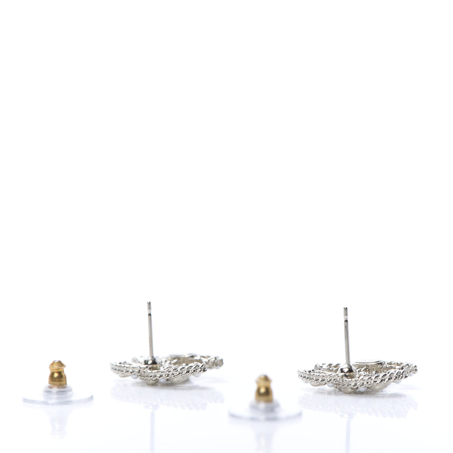 Pearl Crystal CC Earrings Gold