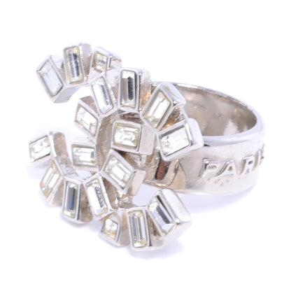 Chanel Crystal Baguette CC Logo Ring 6.5 Silver 3 of 6