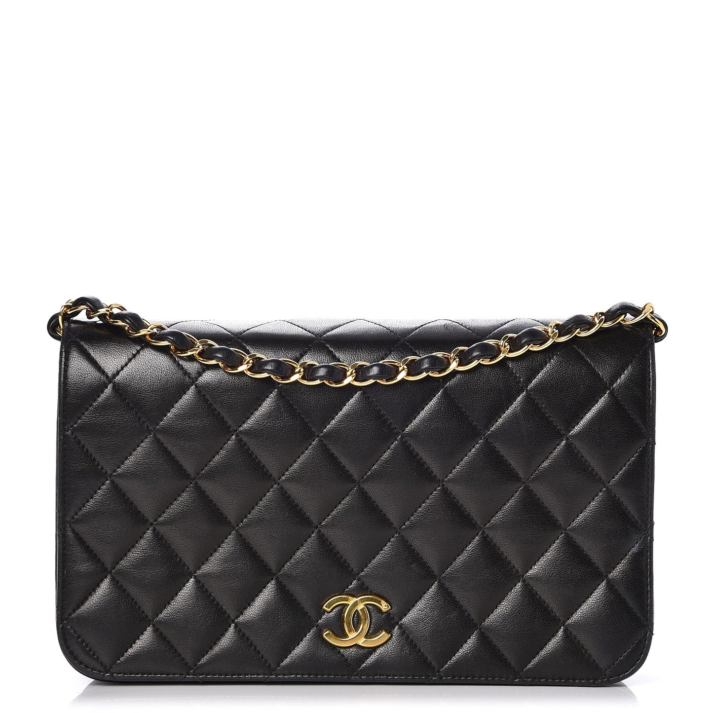 Lambskin Quilted Small Single Flap Black