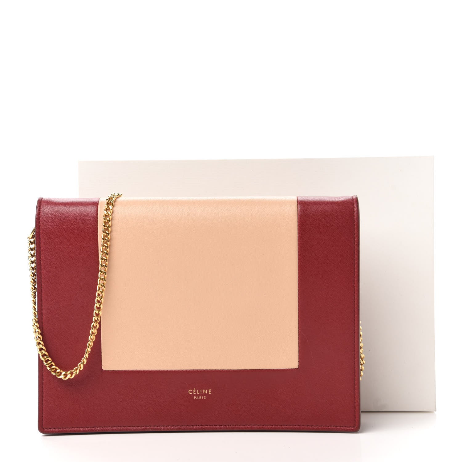 Celine Smooth Lambskin Frame Evening Chain Clutch Ruby Nude 10 of 10