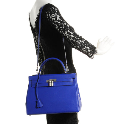 Hermes Taurillon Clemence Kelly Retourne 32 Bleu Electrique 12 of 24