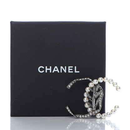 Chanel Crystal Pearl CC Single Clip On Earring Silver 5 of 5