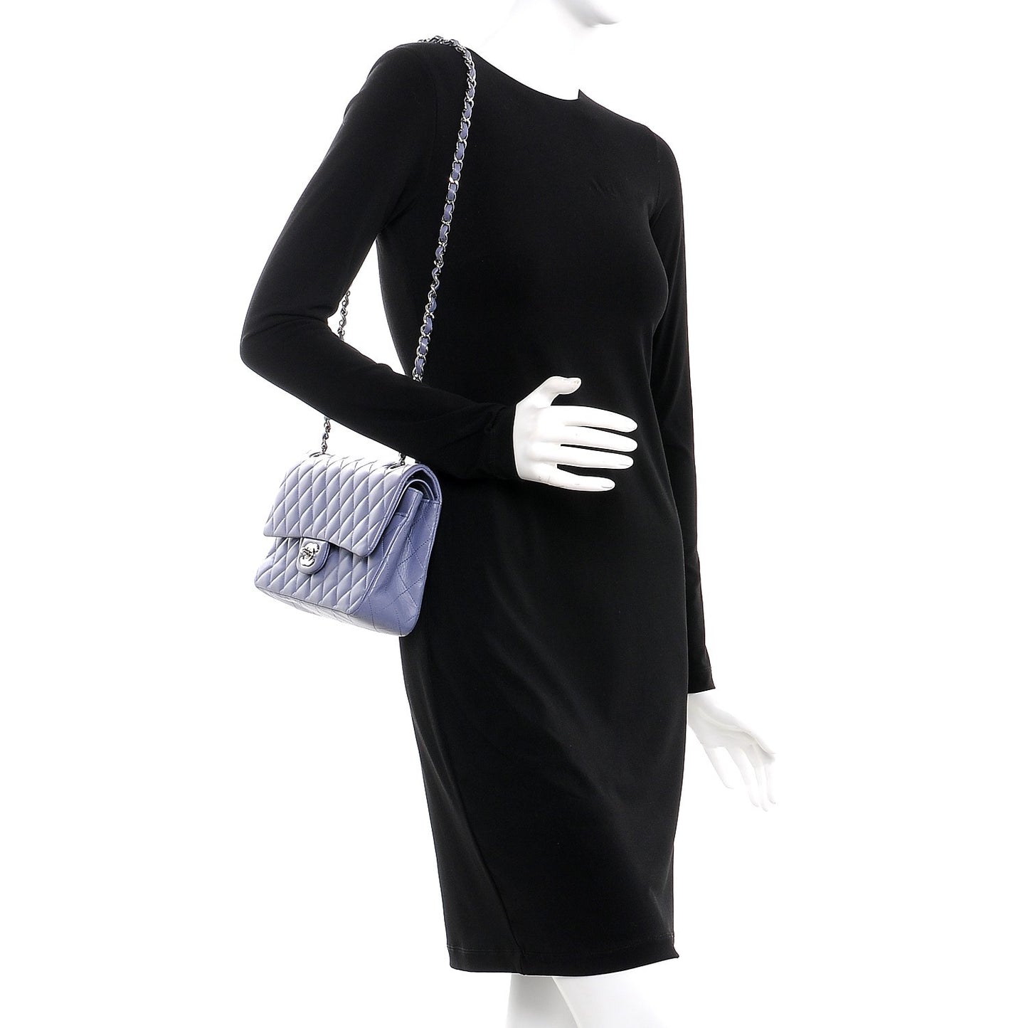 Lambskin Quilted Medium Double Flap Light Purple