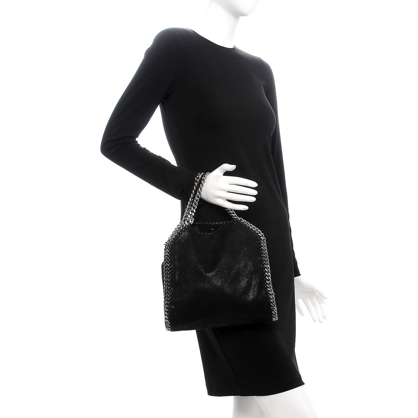Shaggy Deer Mini Falabella Fold Over Tote Black