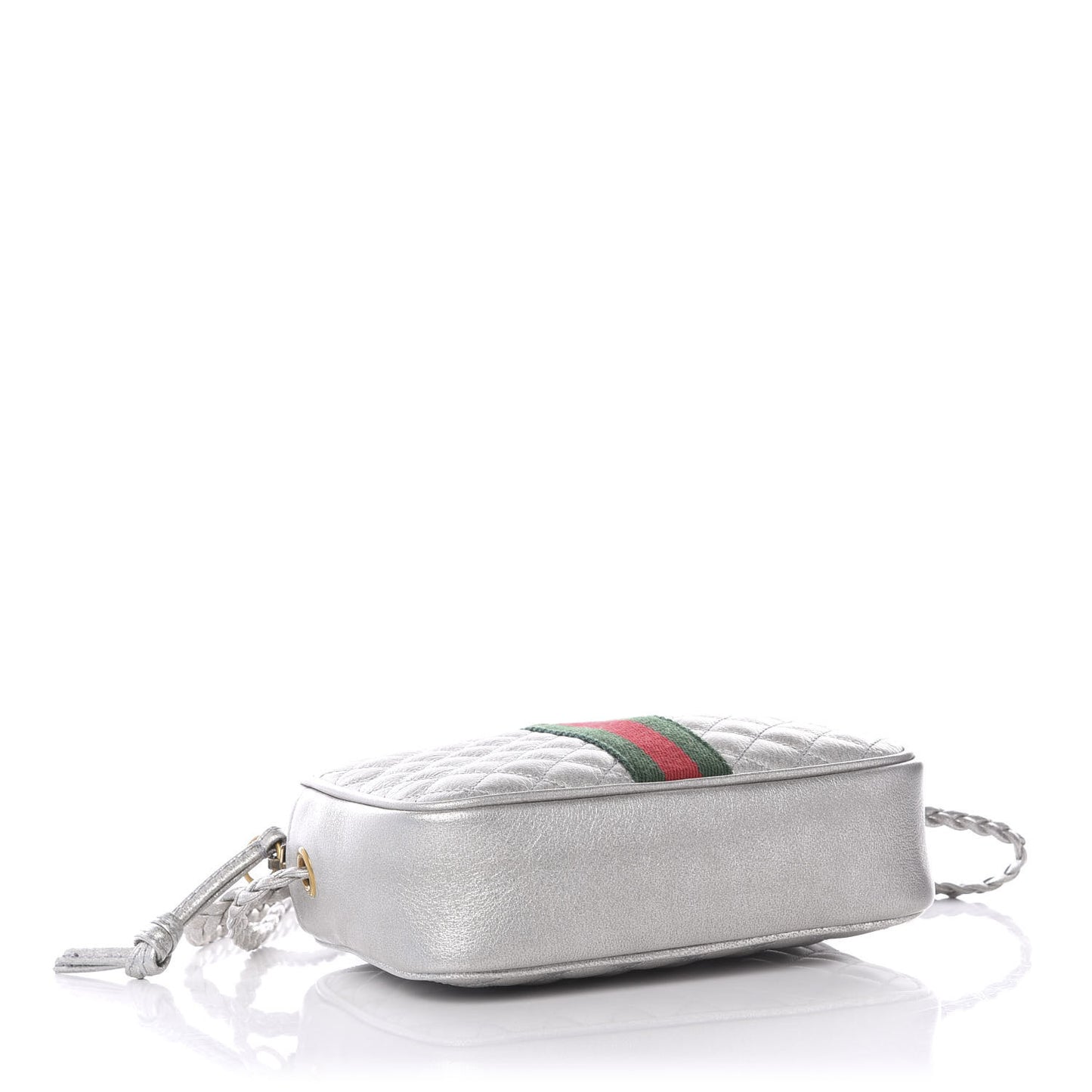 Laminated Nappa Web Trapuntata Mini GG Shoulder Bag Argento