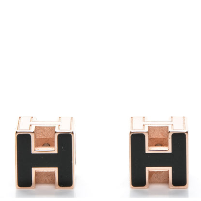 Hermes Rose Gold Plated Cage d'H Earrings Black 1 of 5