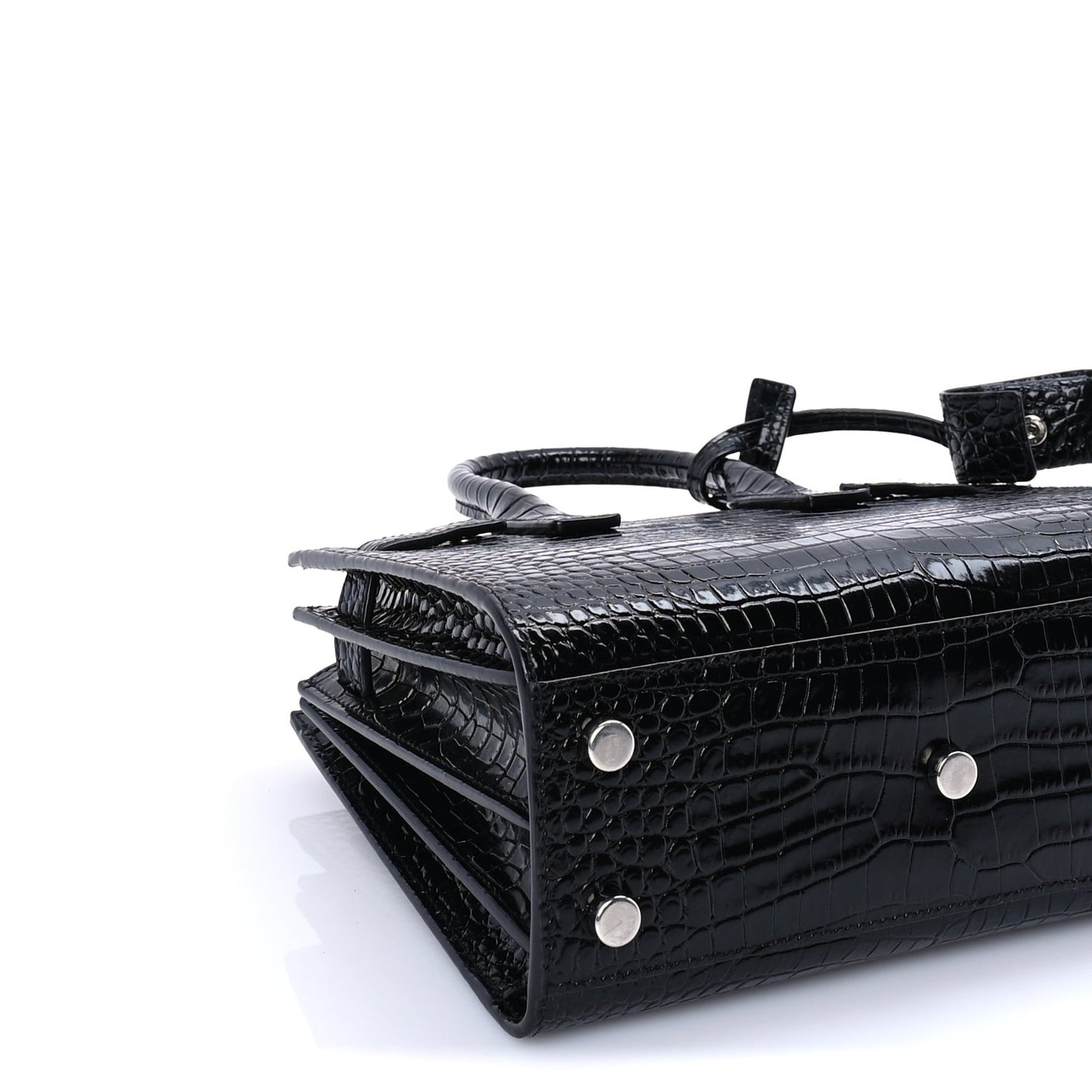 Calfskin Crocodile Embossed Nano Sac De Jour Black
