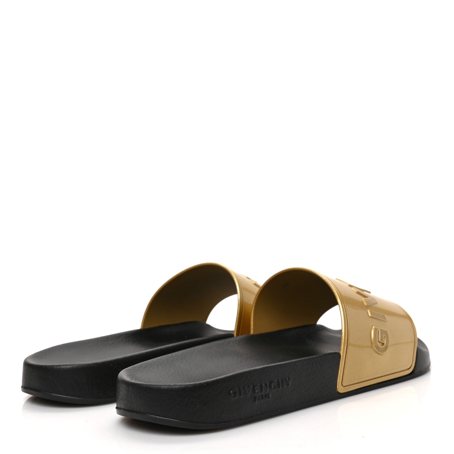 Givenchy Metallic Rubber Logo Pool Slide Sandals 44 Gold 4 of 8