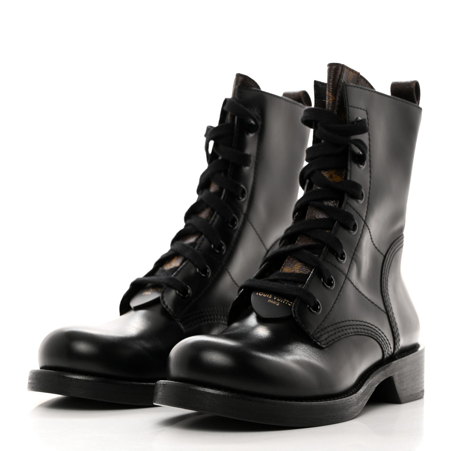 Louis Vuitton Calfskin Monogram Metropolis Flat Ranger Boots 38.5 Black 3 of 9