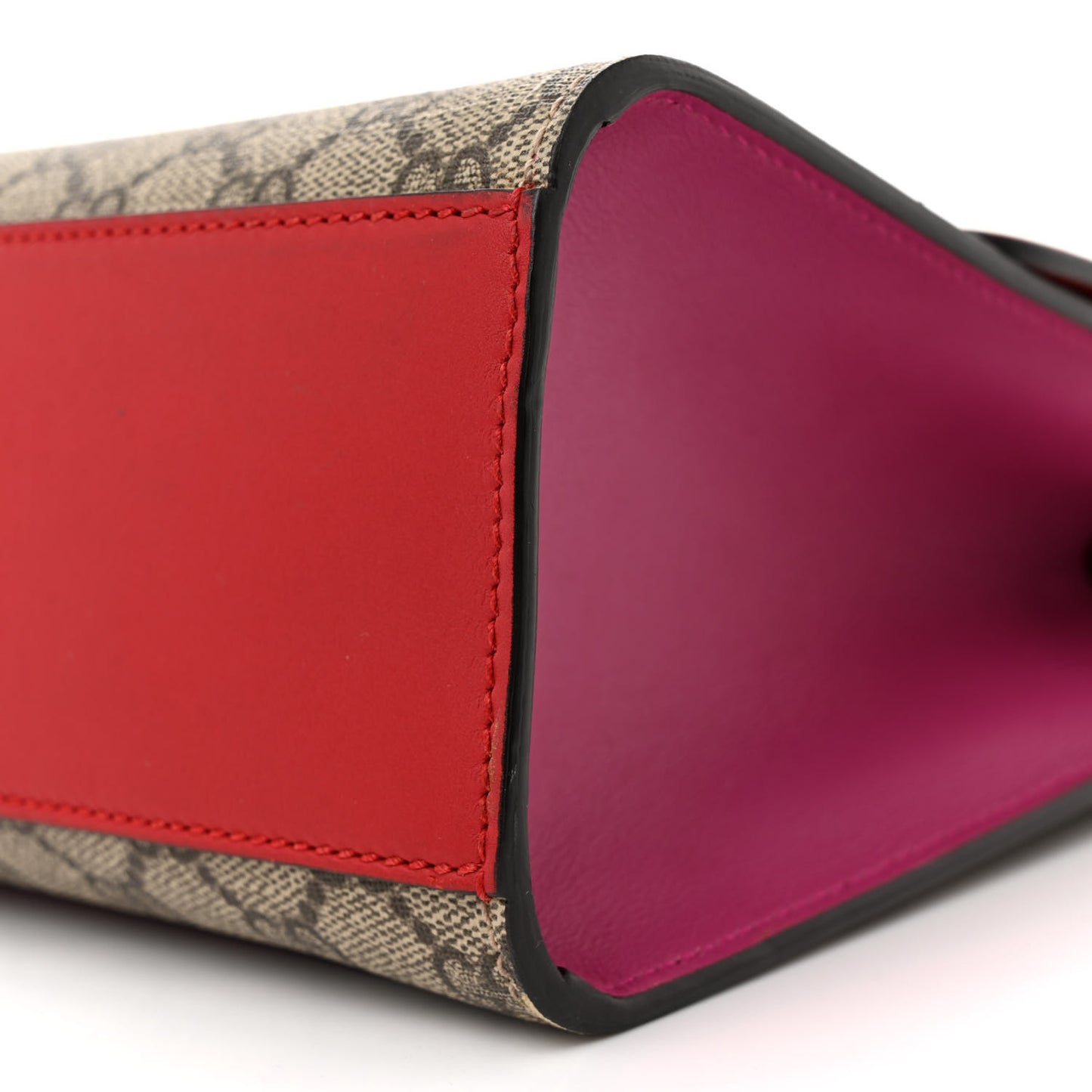 GG Supreme Monogram Calfskin Medium Padlock Shoulder Bag Beige Hibiscus Red New Rosette