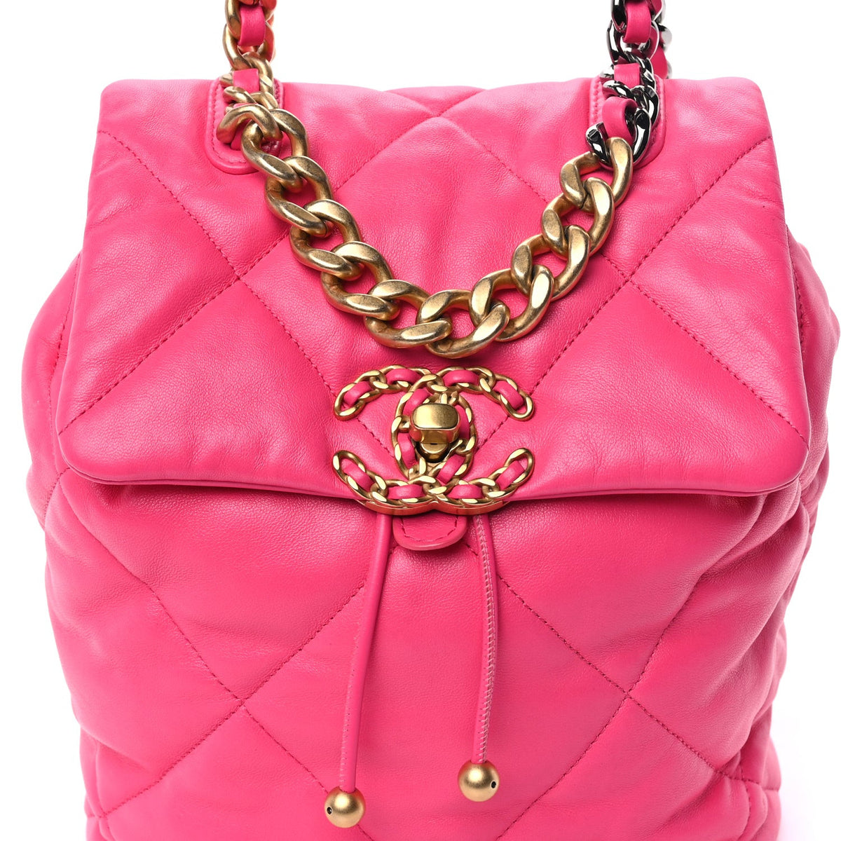 Lambskin Quilted  19 Backpack  Dark Pink