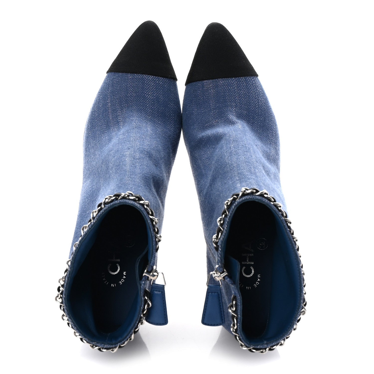 Chanel Denim Grosgrain Cap Toe Short Boots 37 Blue 2 of 7