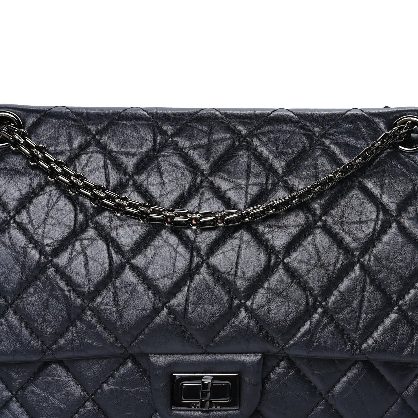 Aged Calfskin Quilted 2.55 Reissue 226 Flap So Black
