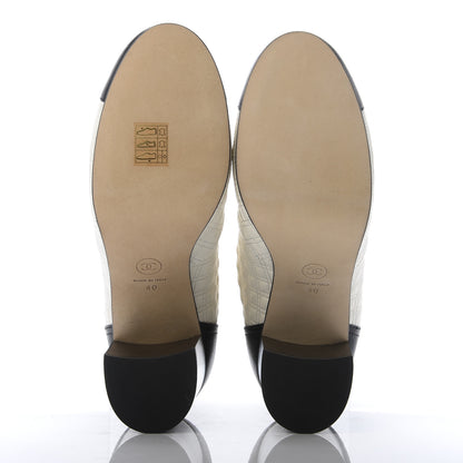 Chanel Lambskin Quilted Pearl CC Cap Toe Short Boot 40 Black Ivory 5 of 9