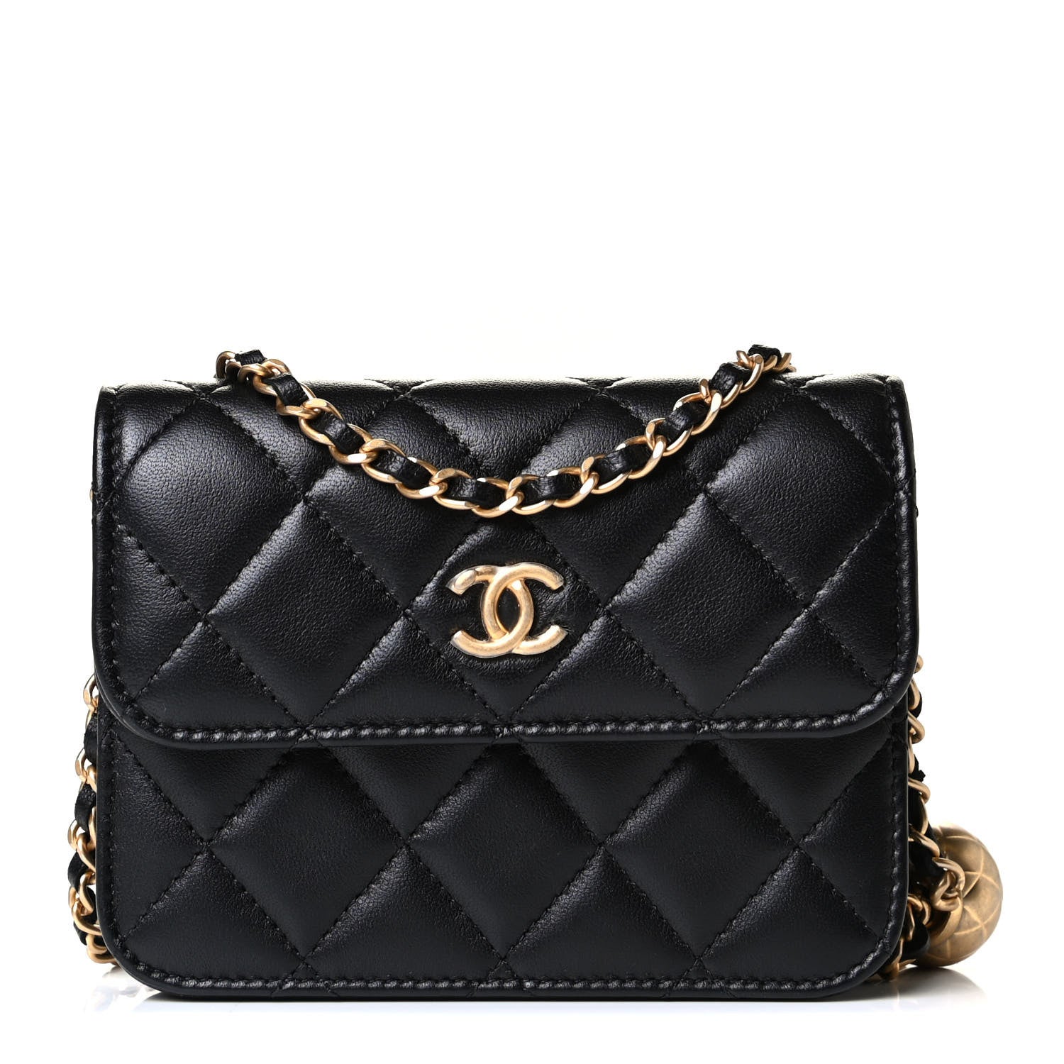Chanel Lambskin Quilted Pearl Crush Clutch With Chain Black 1 of 7