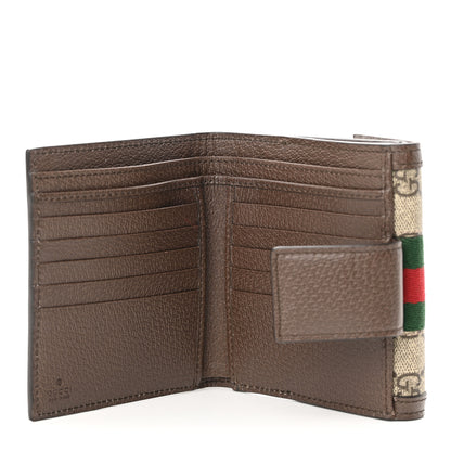 Gucci GG Supreme Monogram Web Ophidia French Flap Wallet Beige New Acero 6 of 12