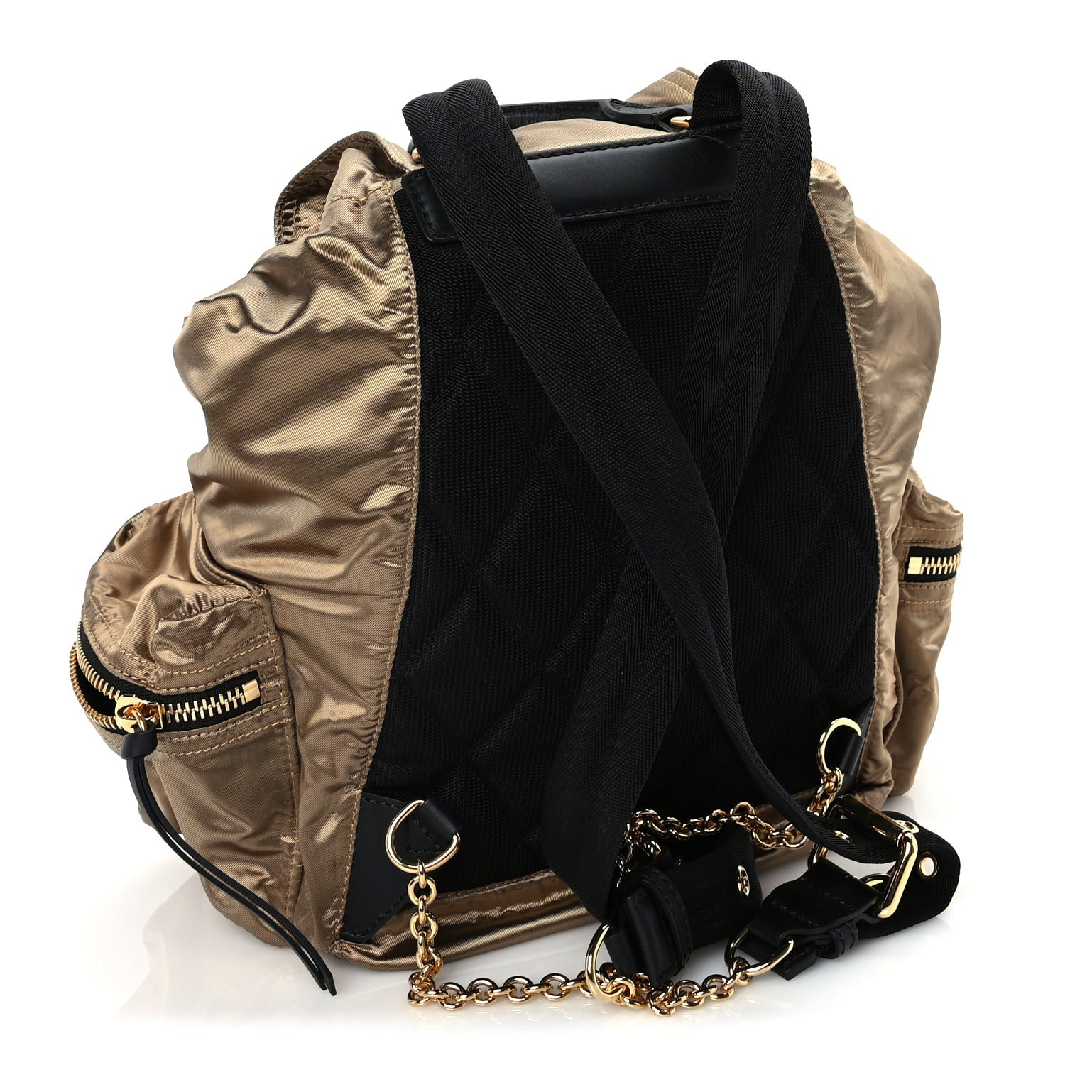 Burberry Nylon Medium Rucksack Runway Backpack Gold Black 2 of 8