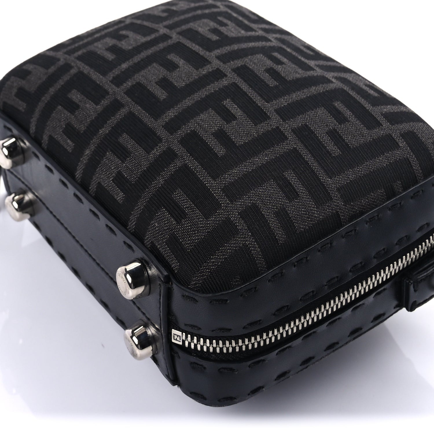 Fendi Recycled Fabric Jacquard Vitello Astro FF 1974 Mini Suitcase Bag Asfalto Black 8 of 8