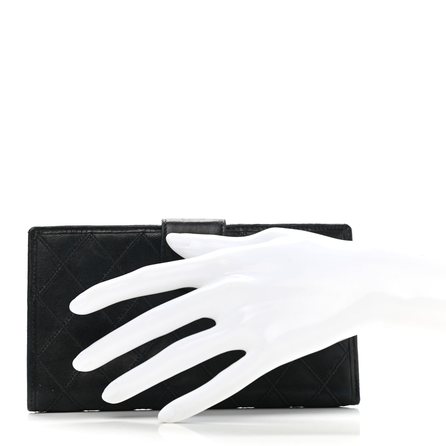 Lambskin Diamond Stitched French Wallet Black